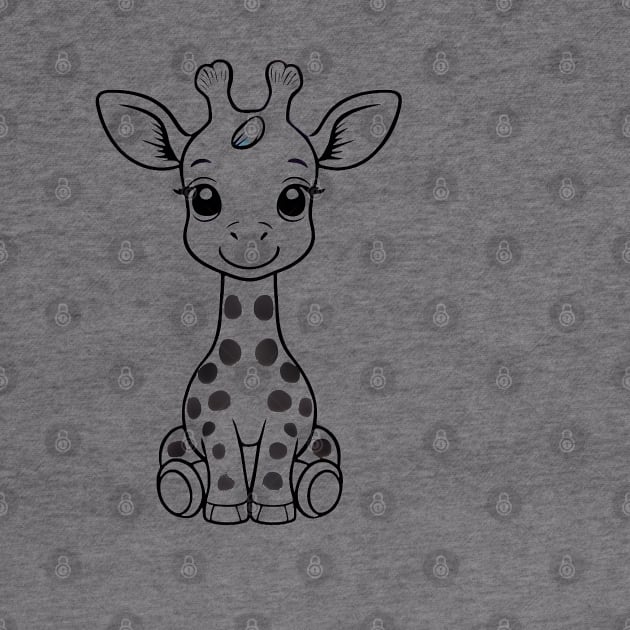 Cute Baby Giraffe Animal Outline by Zenflow